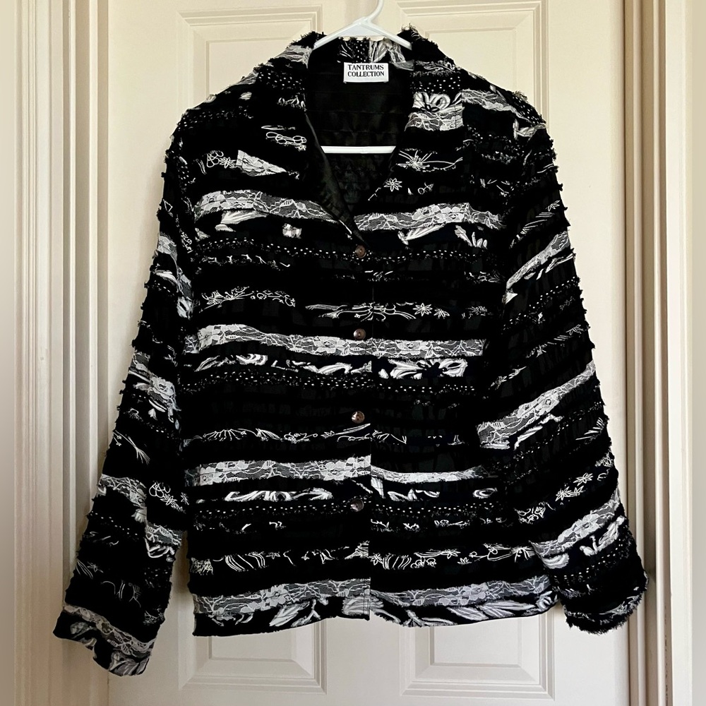 Vintage Tantrums Collection Silk Blend Embroidered Jacket Women’s Sz XL